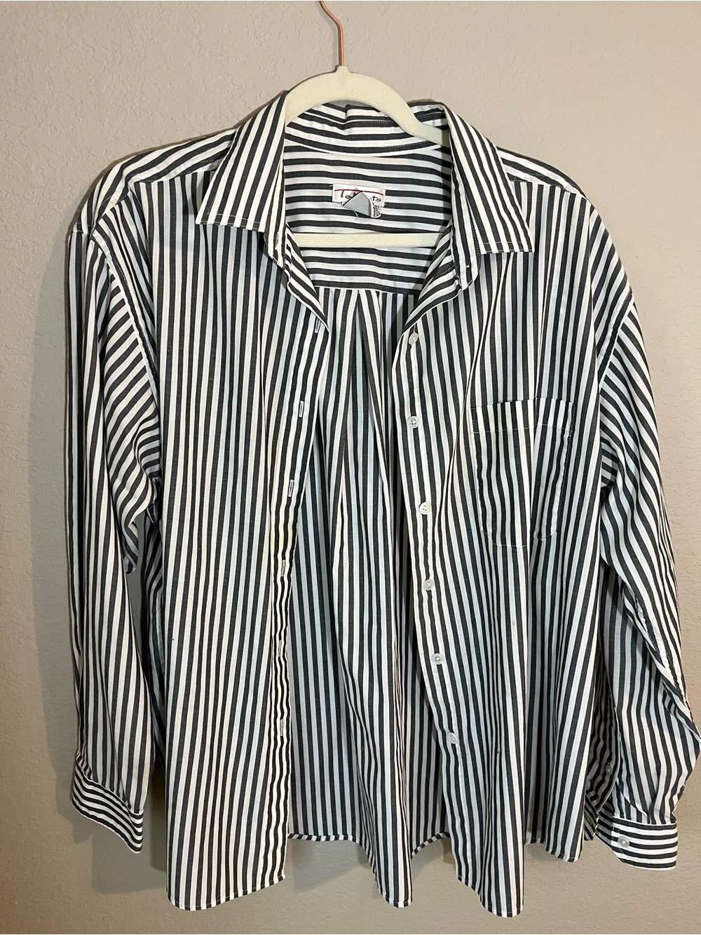 Talbots XL Black White Striped Button Front Shirt Career Preppy Classic